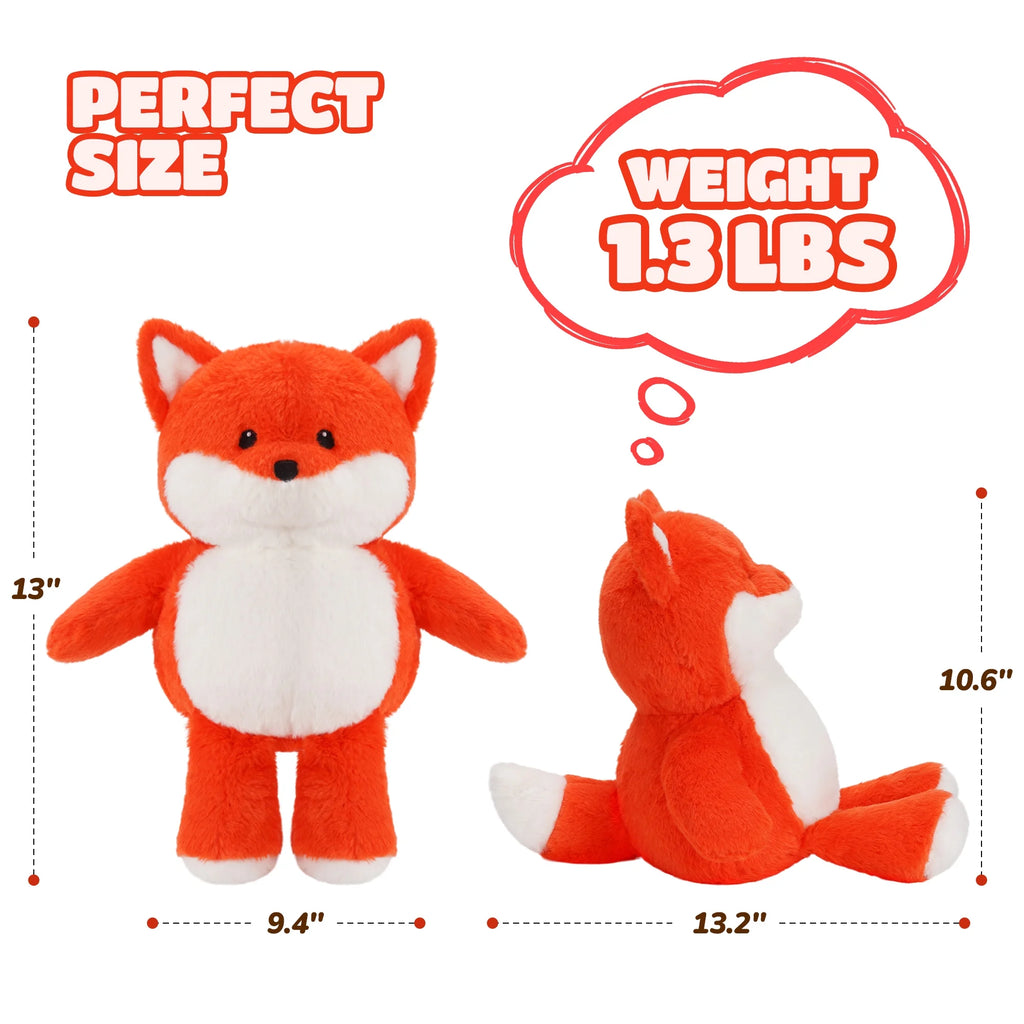 Microwavable Stuffed Animal Heating Pad Heatable for Anxiety and Ache Relief, Bedtime, Adorable Christmas Gift for Kids & Adults, 13"X9.4", Fox