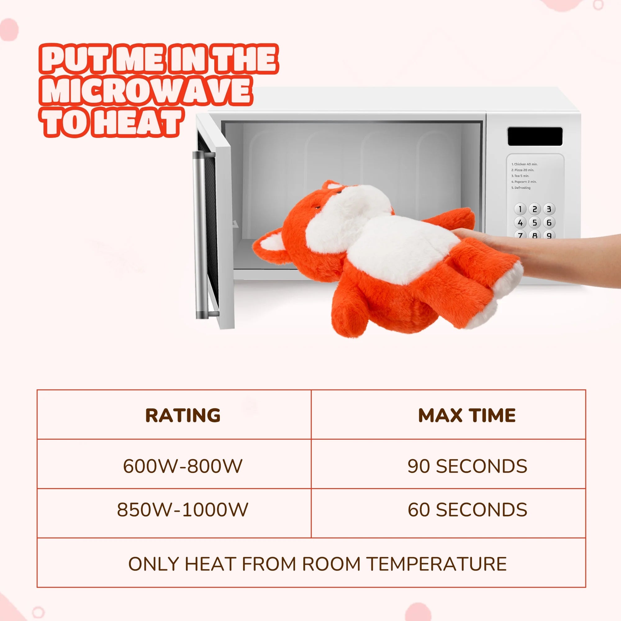 Microwavable Stuffed Animal Heating Pad Heatable for Anxiety and Ache Relief, Bedtime, Adorable Christmas Gift for Kids & Adults, 13"X9.4", Fox